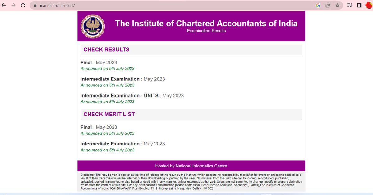 ICAI CA Intern Results Announcements